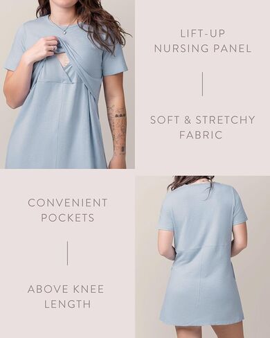 Kindred Bravely Emmie Nursing T-Shirt Dress | Short Sleeve Maternity & Breastfeeding with Pockets in Saudi Arabia