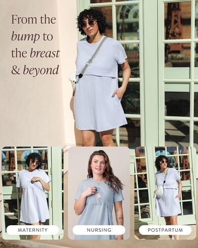 Kindred Bravely Emmie Nursing T-Shirt Dress | Short Sleeve Maternity & Breastfeeding with Pockets in Saudi Arabia
