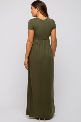 Pinkblush Olive Draped الأمومة/التمريض الفستان Maxi in Kuwait