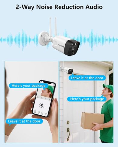 OOSSXX 【2-Way Audio & 2-Antenna Enhance】 3.0MP Outdoor Wireless Security Camera, Dual Antennas Enhanced WiFi Surveillance Camera System, IP66 Waterproof Home Video Surveillance(2 Packs) in Saudi Arabia