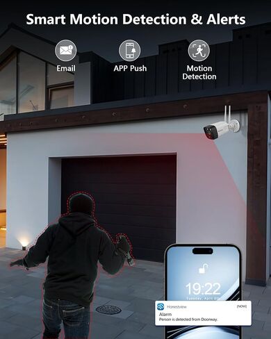 OOSSXX 【2-Way Audio & 2-Antenna Enhance】 3.0MP Outdoor Wireless Security Camera, Dual Antennas Enhanced WiFi Surveillance Camera System, IP66 Waterproof Home Video Surveillance(2 Packs) in Saudi Arabia