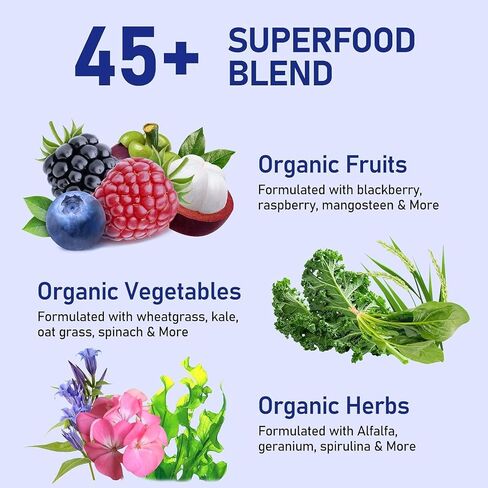 مسحوق Super Greens و Greens Superfood Powder مناعة ودعم الجهاز الهضمي مع Spirulina & Chlorella ، خالية من الغلوتين ، نباتي ، إغاثة من الأمعاء للنساء والرجال 30 حصص in Saudi Arabia