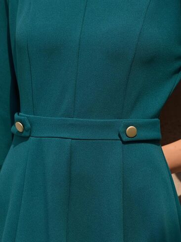 نساء الأنيقة A-line Dress Crew Neck 3/4 أرم ارتداء للعمل والفساتين المضيئة in Kuwait