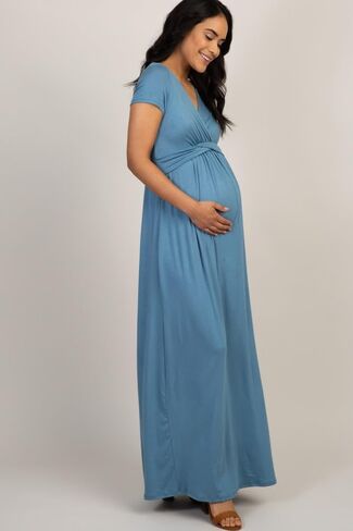 Pinkblush Olive Draped الأمومة/التمريض الفستان Maxi in Kuwait