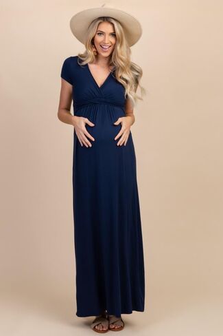 Pinkblush Olive Draped الأمومة/التمريض الفستان Maxi in Kuwait