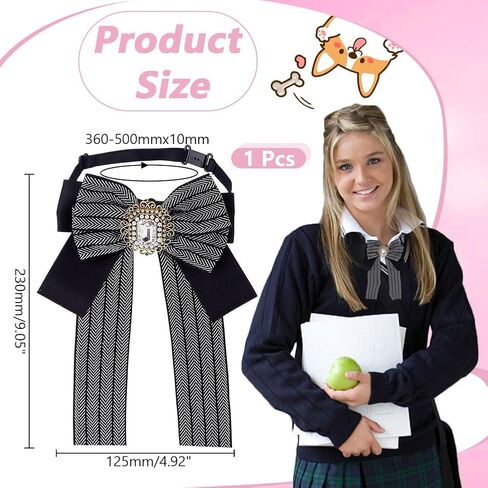 1pc ربطة عنق سوداء مخططة القوس قابلة للتعديل Rhinestone Bowtie Fashion Ribbon Ribbon Tie قبل ربط علاقات المرأة المربوطة للنساء للنساء موحد Cosplay Office Office Oper in Saudi Arabia