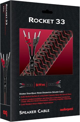 كابل مكبر الصوت Audioquest Rocket 33 من Single-to-BiWire Bananas - فردي (8.0 قدم) in Saudi Arabia