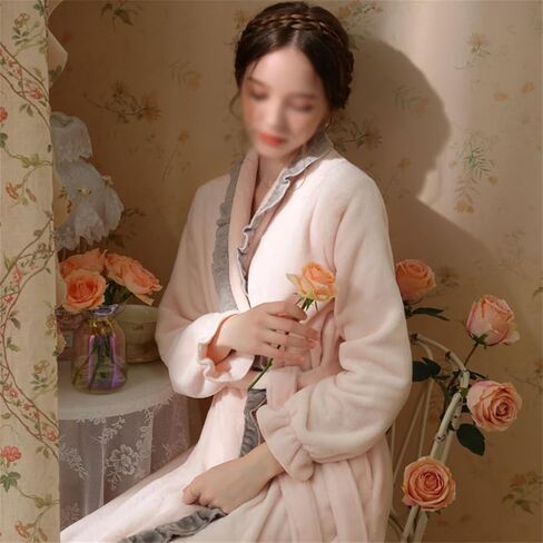 JSEIAJB Autumn and Winter Loose Retro Nightgown Women's Thick Long Sleeve Long Home Furnishing Pajamas Women's(X-Large) in Saudi Arabia