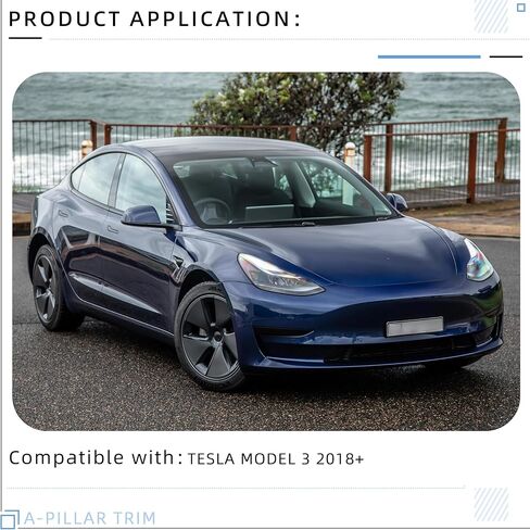 Ming Wei Windows Loster A-Pillar Trim متوافق مع 2018-2024 Tesla Model 3 A-Pillar Trim Windows Loutver ABS Black in Kuwait