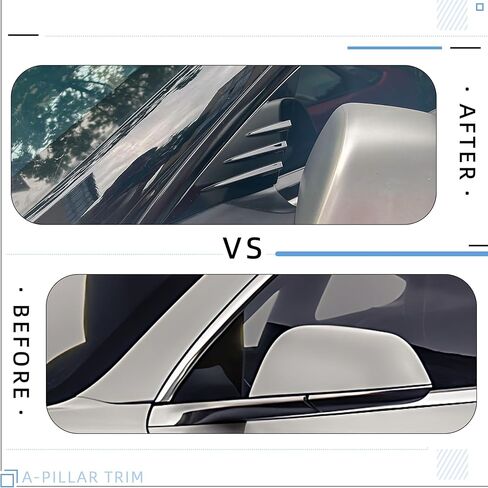 Ming Wei Windows Loster A-Pillar Trim متوافق مع 2018-2024 Tesla Model 3 A-Pillar Trim Windows Loutver ABS Black in Kuwait