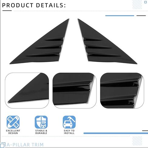 Ming Wei Windows Loster A-Pillar Trim متوافق مع 2018-2024 Tesla Model 3 A-Pillar Trim Windows Loutver ABS Black in Kuwait