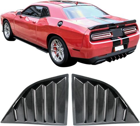 IKON MOTORSPORTS, Window Scoops Fits 2008-2023 Dodge Challenger, XE V2 Style Carbon Fiber Print PP Window Vents Guards in Kuwait
