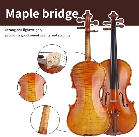 AKLOT Violin Outfit 4/4 Full Size, Spruce Violin and Ebony Fittings, for Professional, with Bow, Rosin, Backpack Strap, Carrying Case in Kuwait