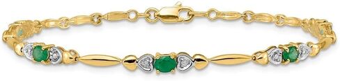 14K Gold 4x3 mm Gemstone and Diamond Bracelet 7" in Saudi Arabia
