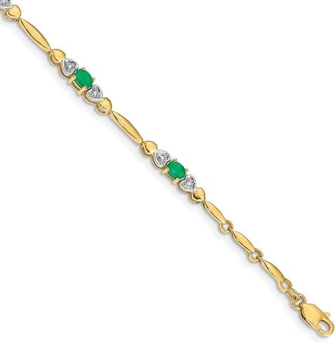 14K Gold 4x3 mm Gemstone and Diamond Bracelet 7" in Saudi Arabia
