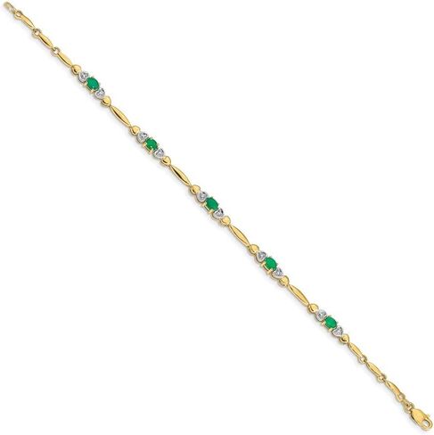 14K Gold 4x3 mm Gemstone and Diamond Bracelet 7" in Saudi Arabia