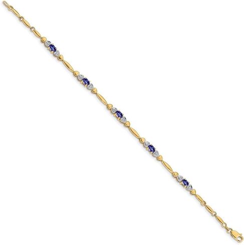 14K Gold 4x3 mm Gemstone and Diamond Bracelet 7" in Saudi Arabia