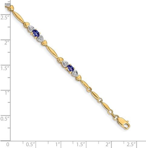14K Gold 4x3 mm Gemstone and Diamond Bracelet 7" in Saudi Arabia