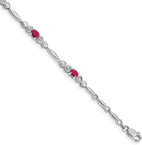 14K Gold 4x3 mm Gemstone and Diamond Bracelet 7" in Saudi Arabia