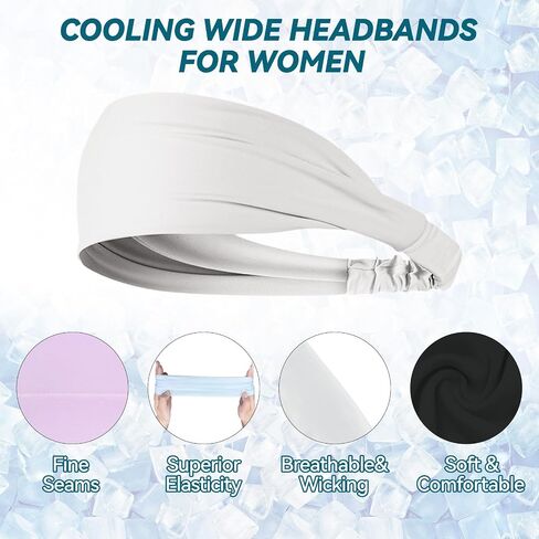 Wide Headbands for Women Non Slip Cooling Sweat Band Athletic Thick Stretchy Head Bands for Women's Hair Sport Headbands for Yoga Gym Running 4 Pack in Saudi Arabia
