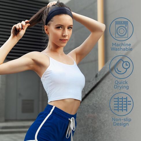 Wide Headbands for Women Non Slip Cooling Sweat Band Athletic Thick Stretchy Head Bands for Women's Hair Sport Headbands for Yoga Gym Running 4 Pack in Saudi Arabia