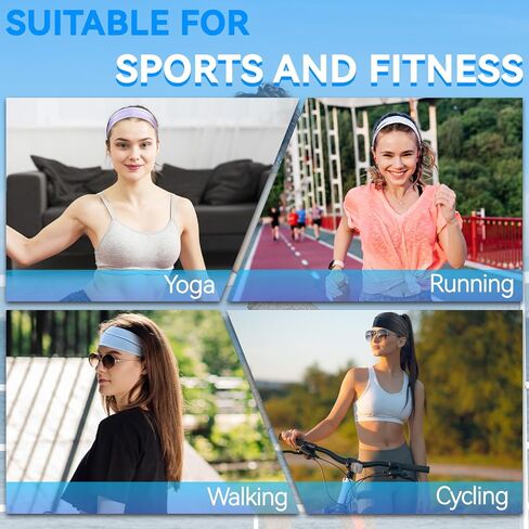 Wide Headbands for Women Non Slip Cooling Sweat Band Athletic Thick Stretchy Head Bands for Women's Hair Sport Headbands for Yoga Gym Running 4 Pack in Saudi Arabia