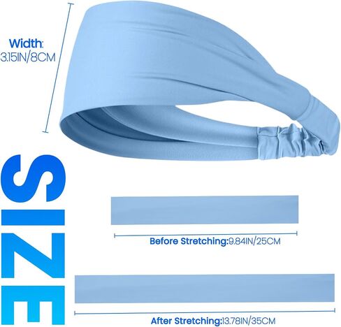 Wide Headbands for Women Non Slip Cooling Sweat Band Athletic Thick Stretchy Head Bands for Women's Hair Sport Headbands for Yoga Gym Running 4 Pack in Saudi Arabia