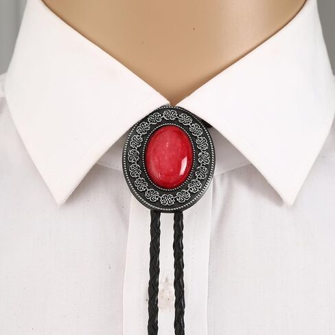 Bolo Tie for Men Western Native Cowboy Necktie Leather Handmade Natural Stone Bolo ties for Costume Accessories in Kuwait