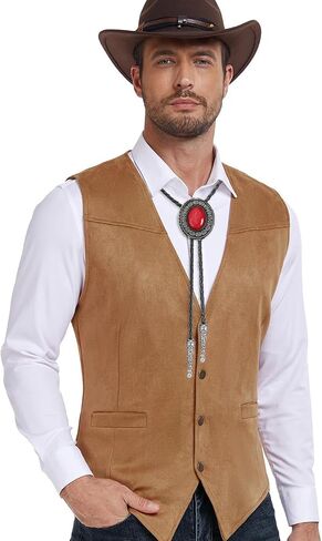 Bolo Tie for Men Western Native Cowboy Necktie Leather Handmade Natural Stone Bolo ties for Costume Accessories in Kuwait