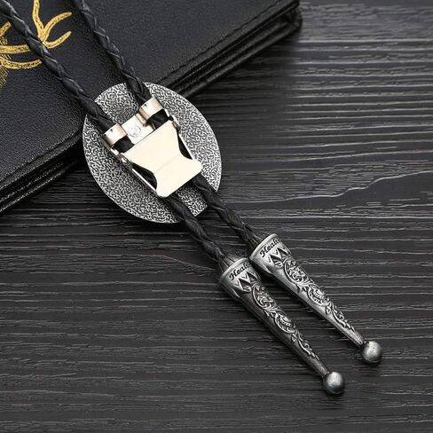 Bolo Tie for Men Western Native Cowboy Necktie Leather Handmade Natural Stone Bolo ties for Costume Accessories in Kuwait
