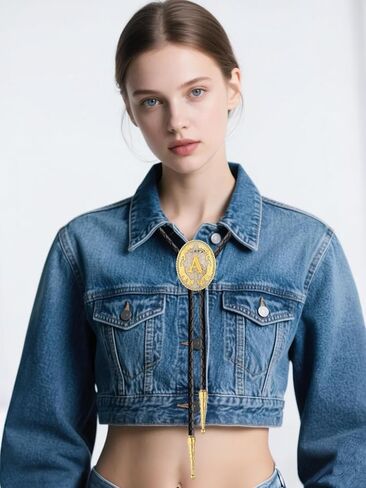 Jeilwiy Bolo Tie for Men Western Cowboy Neck Tie Gold Mens Bolo Ties Initial Letter A to Z Western Leather Necktie in Kuwait