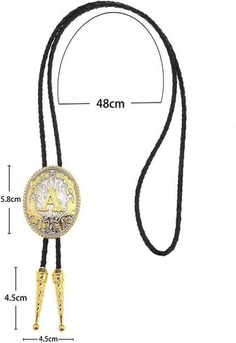 Jeilwiy Bolo Tie for Men Western Cowboy Neck Tie Gold Mens Bolo Ties Initial Letter A to Z Western Leather Necktie in Kuwait