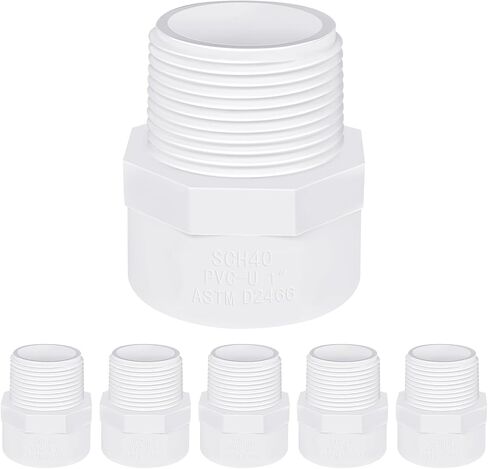 PVC Male Adapter 1-1/4 Inch (4-Pack), Pipe Fittings (Socket x Male Pipe Thread) - Fits 1-1/4 Inch Sch.40 PVC Pipes in Kuwait