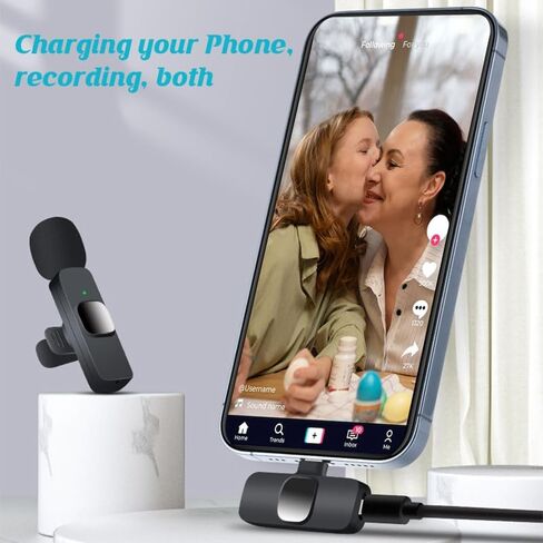 3 in 1 Wireless Microphone for iPhone, Camera, iPhone Mic, USB-C Microphone, Wireless Lavalier Microphone, Professional Mini Microphone with Noise Reduction, Lapel Mic for Video/Vlog/TikTok/YouTube in Saudi Arabia