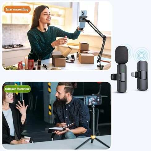 3 in 1 Wireless Microphone for iPhone, Camera, iPhone Mic, USB-C Microphone, Wireless Lavalier Microphone, Professional Mini Microphone with Noise Reduction, Lapel Mic for Video/Vlog/TikTok/YouTube in Saudi Arabia