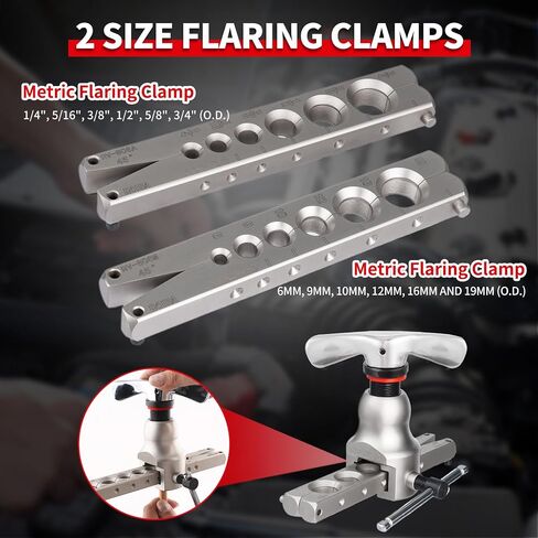 Flaring Tool Kit for 1/4-3/4 inch HVAC Copper Flare Tool with Metric and Imperial Clamps 45 Degree Eccentric Tube Flaring Gauge Flaring Tool Set for Copper Aluminum Pipe with Deburring Tool in Saudi Arabia