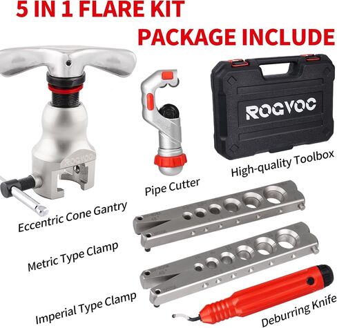 Flaring Tool Kit for 1/4-3/4 inch HVAC Copper Flare Tool with Metric and Imperial Clamps 45 Degree Eccentric Tube Flaring Gauge Flaring Tool Set for Copper Aluminum Pipe with Deburring Tool in Saudi Arabia