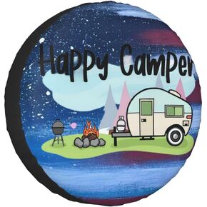 غطاء إطارات احتياطية من Happy Camper، غطاء عجلة الإطارات لمقطورة Rv SUV شاحنة تخييم ملحقات السفر 15 بوصة in Kuwait