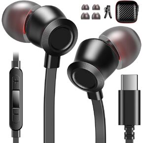 سماعات أذن سلكية USB C لهاتف iPhone 15 Pro Max داخل الأذن بخاصية إلغاء الضوضاء من النوع C وميكروفون للتحكم في مستوى الصوت لـ Google Pixel 8 Pro Samsung S24 Ultra S23 FE Z Flip Fold 5 iPad Air iPhone 15