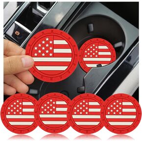 4 Pack Car Cup Holder Coasters,2.75In American Flag US Flag Insert Car Cup Coaster, Anti Slip Shockproof Embedded Drink Mat,Universal Vehicle Interior Decor Accessories