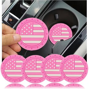 4 Pack Car Cup Holder Coasters,2.75In American Flag US Flag Insert Car Cup Coaster, Anti Slip Shockproof Embedded Drink Mat,Universal Vehicle Interior Decor Accessories