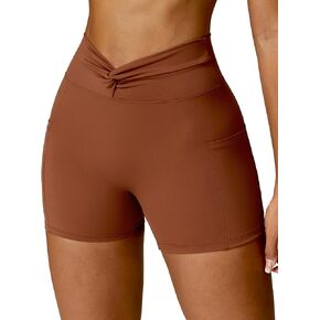 Twist Waist Biker Shorts for Women Athletic Shorts High Waist Workout Gym Shorts Soft Yoga Shorts