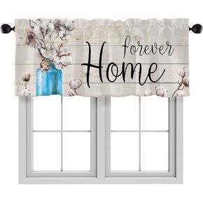 Valances for Windows,Rod Pocket,52 x 18 inch,Abstract Yellow Grey White