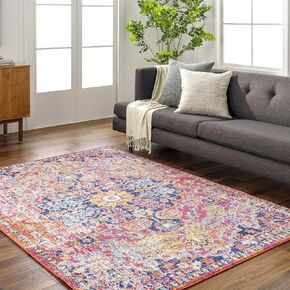 Livabliss Odelia Vintage Bohemian Area Rug,5'3" x 7'3",Pink/Orange