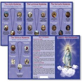 Hail Mary Our Father Prayers How to Pray the Rosary Tri Fold Instructions Pocket Holy Card