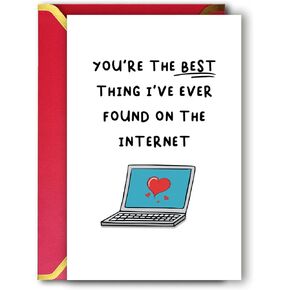 Ziwenhu Funny Internet Dating Card for New Boyfriend, Cute Anniversary Card for Girlfriend, Happy 1 Year Anniversary Card, Valentines Day Gift for Husband Wife…