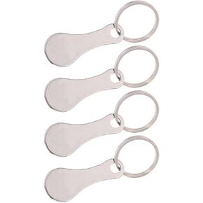 Toyvian 4Pcs Stainless Steel Key Rings for Shopping Cart - Shopping Cart Coin