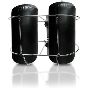 MARINE CITY Stainless-Steel Double Strong and Durable Fender Rack Gloss Finish Easy Use Holder with Stanchion Clamps 9 Inches Diameter Fender for Marines – Boats – Ships – Kayaks (Pack of 1)