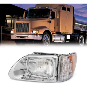 LED Headlights Assembly for International 9200, 9200i SBA, 5900, 5900i, 5900i SBA, 9400, 9400i,Headlamp Front High and Low Beam Turn Signal Projector Replacement Right/Passenger Side