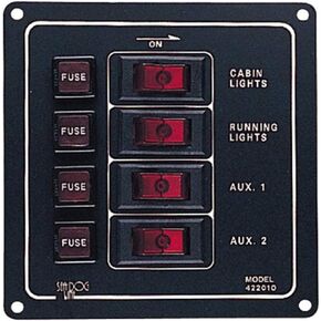 Sea Dog 422010-1 Aluminum Vertical 4-Switch Panel, 4-1/2" W x 4-7/8" H